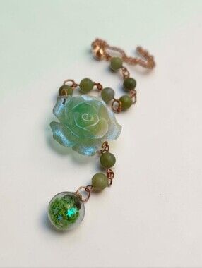Handmade Green Rose Flower Car Charm